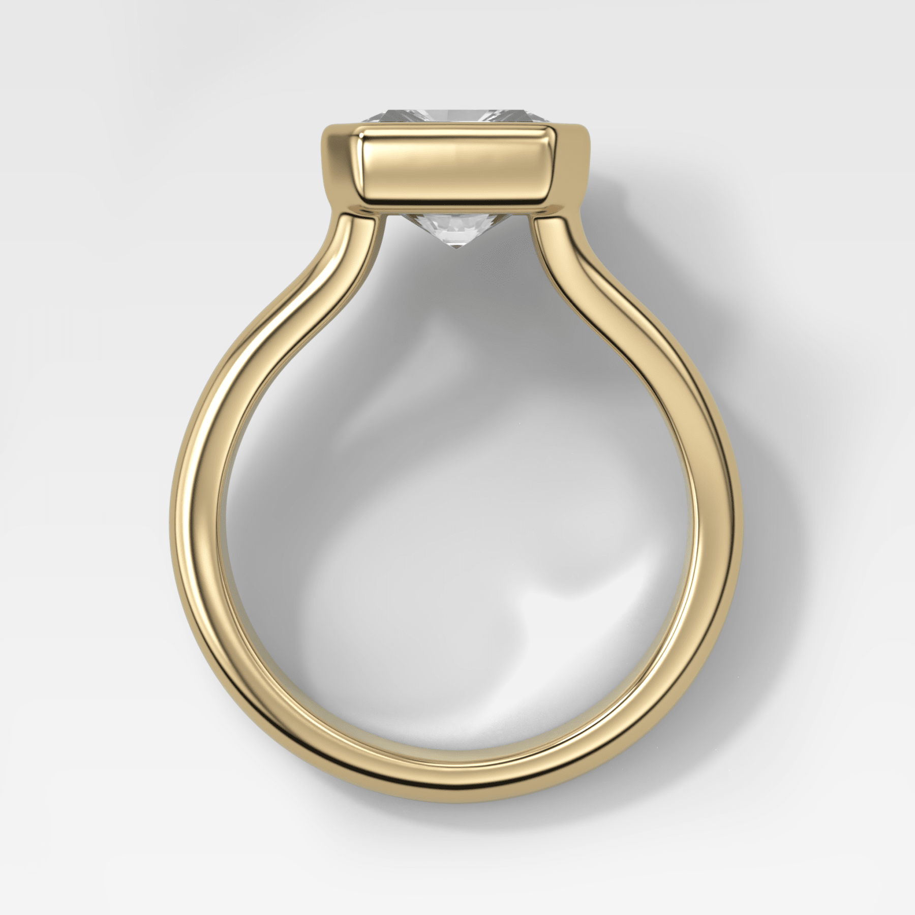 Split Shank Half Bezel Engagement Ring with Square Radiant Cut Diamond