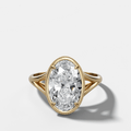 Split Shank Milgrain Bezel Engagement Ring with Oval Cut Diamond