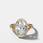 Split Shank Milgrain Bezel Engagement Ring with Oval Cut Diamond