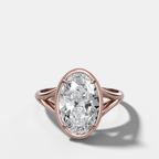 Split Shank Milgrain Bezel Engagement Ring with Oval Cut Diamond