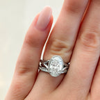 Split Shank Milgrain Bezel Engagement Ring with Oval Cut Diamond
