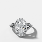 Split Shank Milgrain Bezel Engagement Ring with Oval Cut Diamond