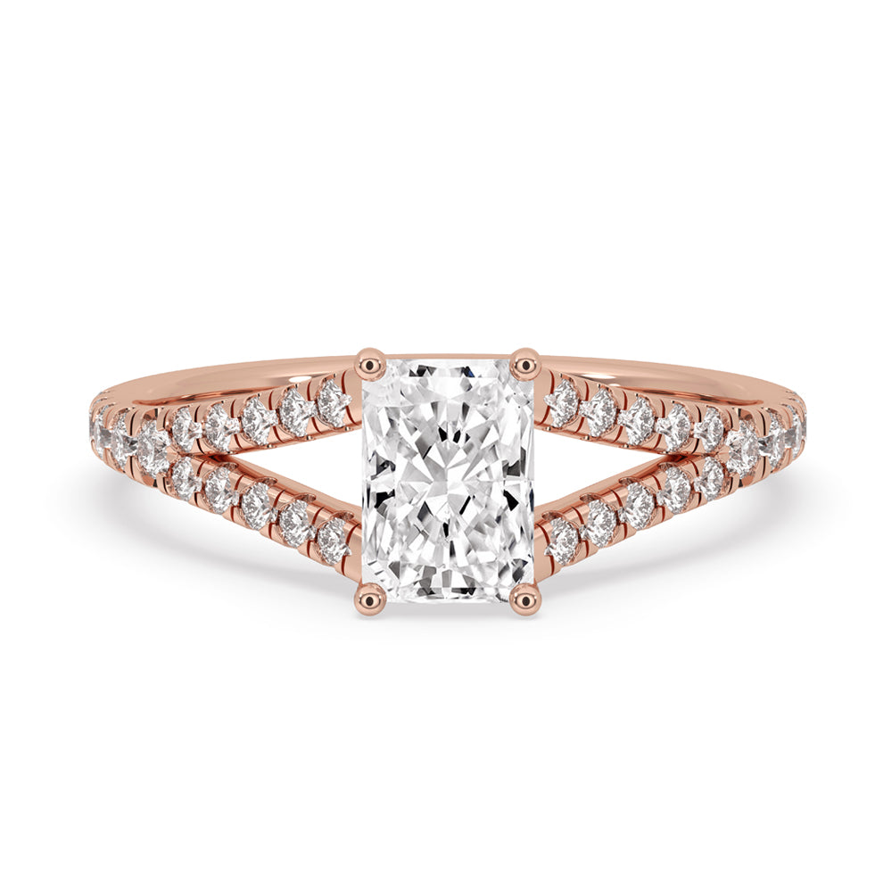 Radiant Cut Diamond Ring With Split Shank Style