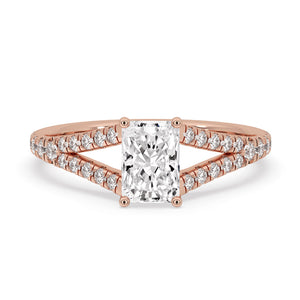 Radiant Cut Diamond Ring With Split Shank Style