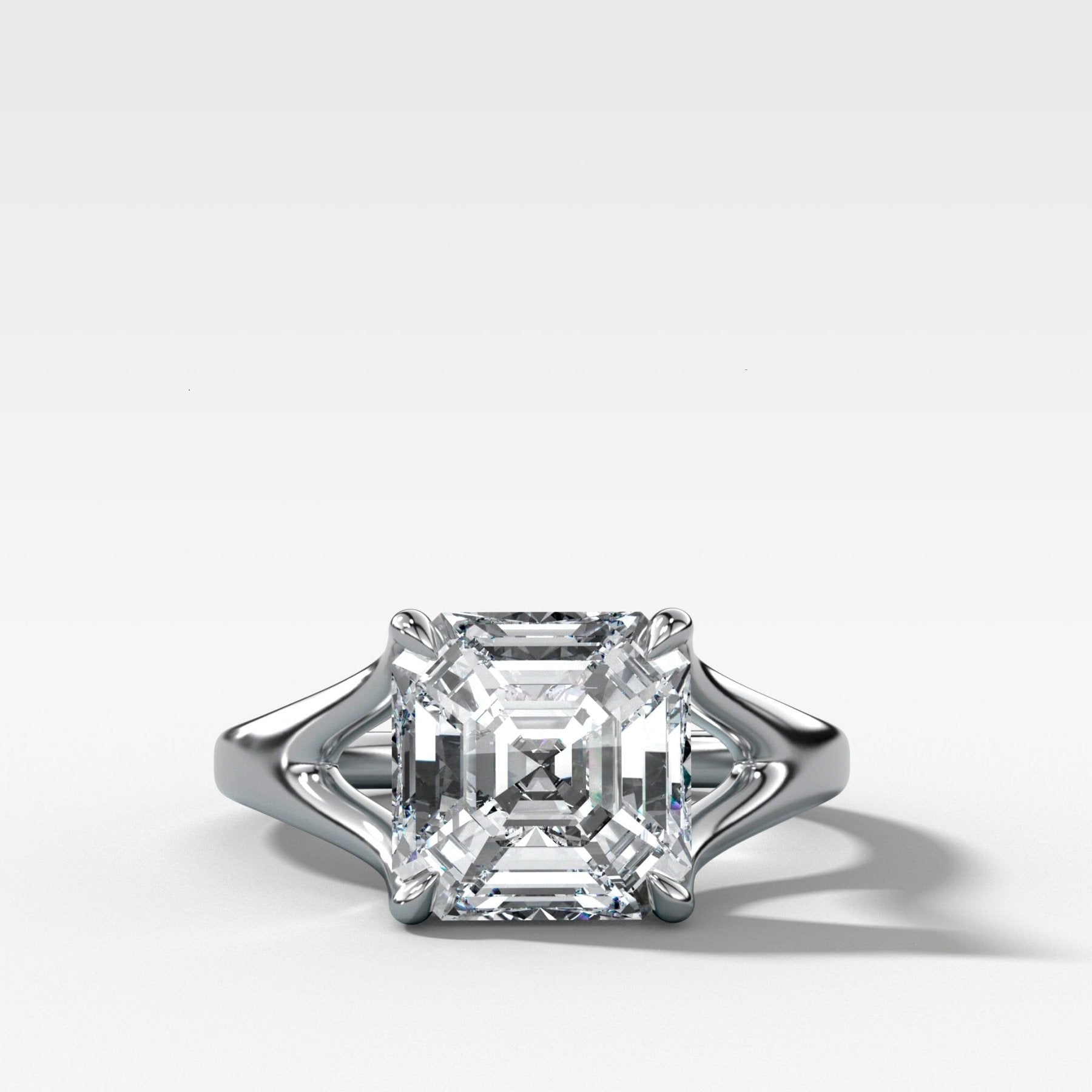 Split Shank Solitaire Engagement Ring with Asscher Cut Diamond