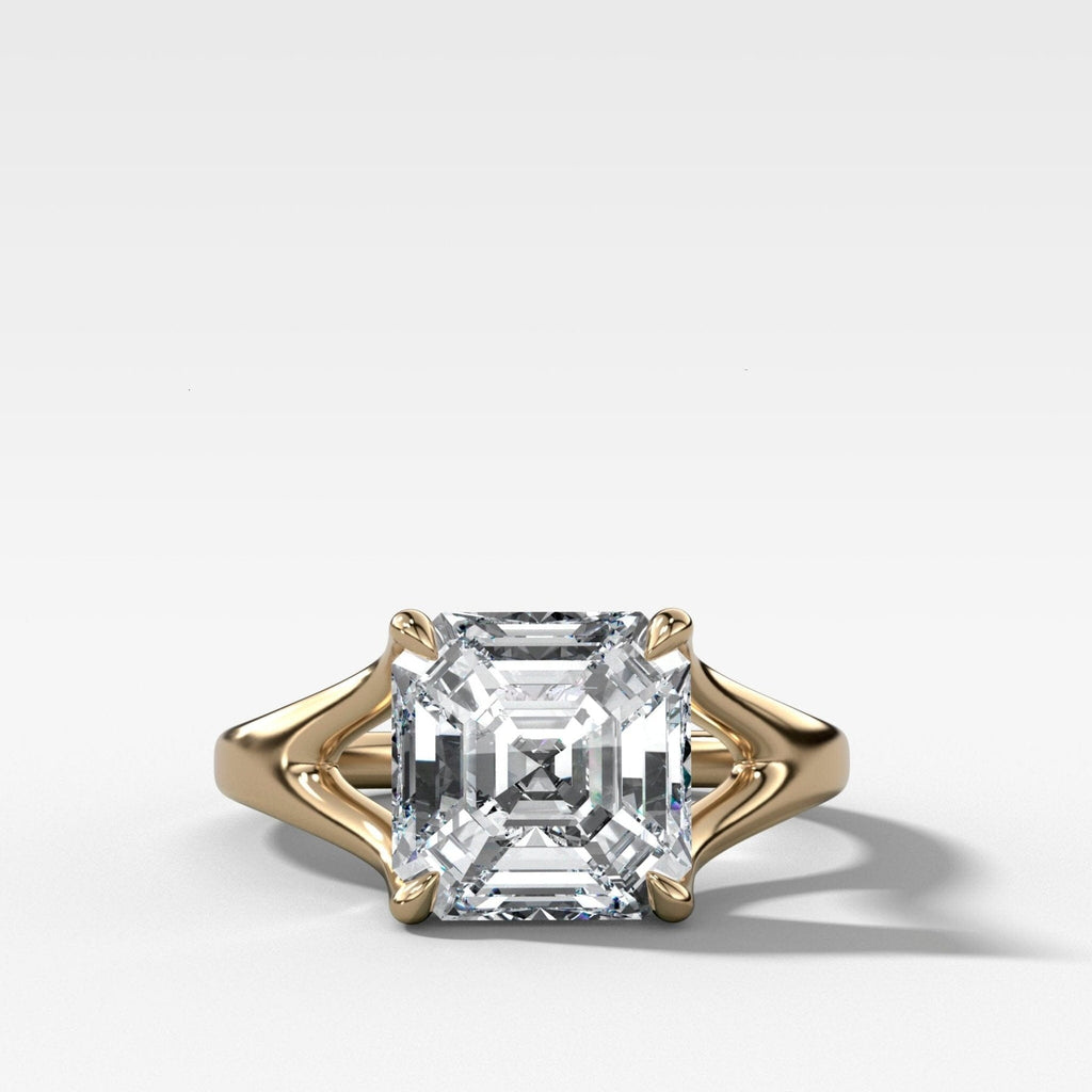 Split Shank Solitaire Engagement Ring with Asscher Cut Diamond
