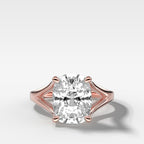 Split Shank Solitaire Engagement Ring with Elongated Cushion Cut Diamond