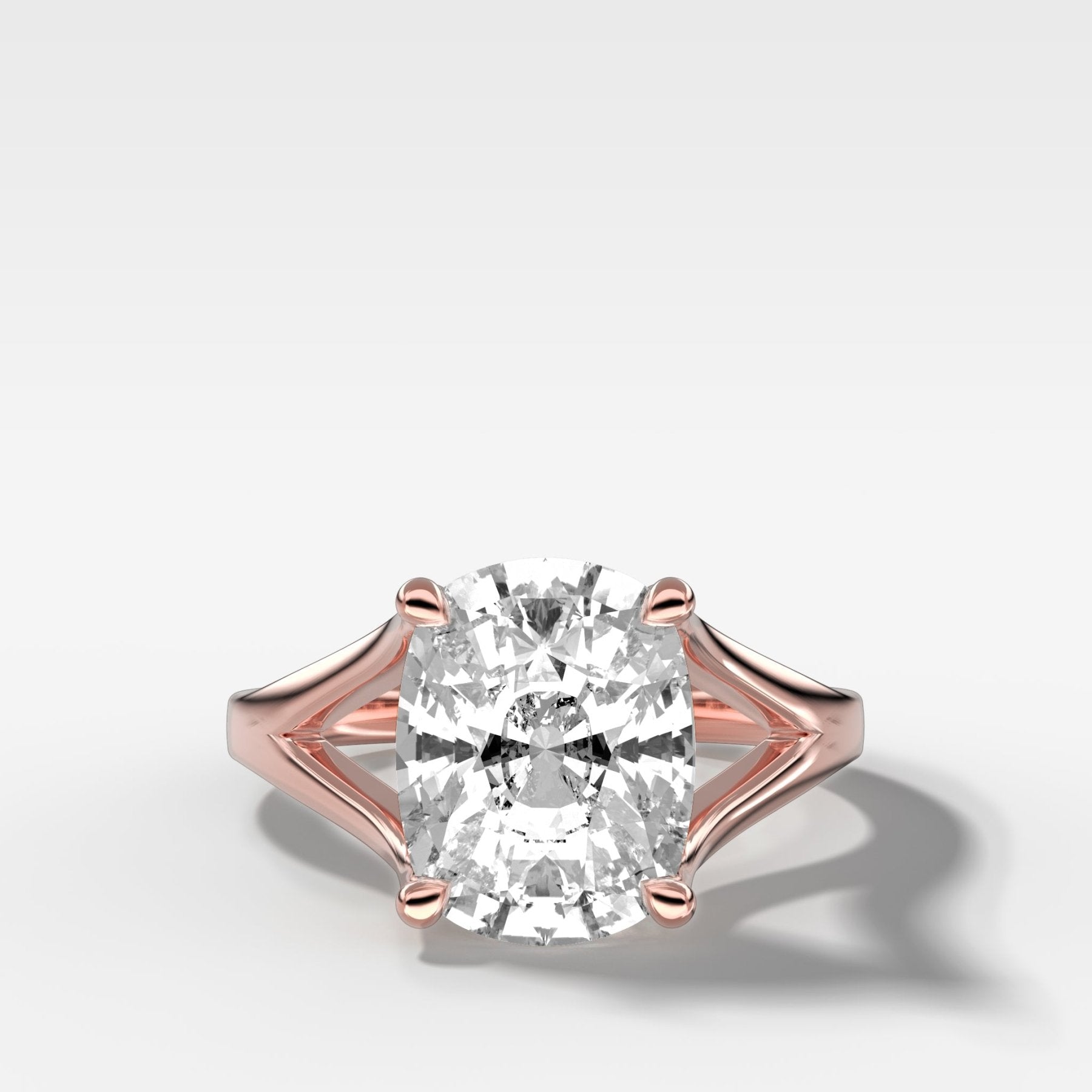 Split Shank Solitaire Engagement Ring with Elongated Cushion Cut Diamond