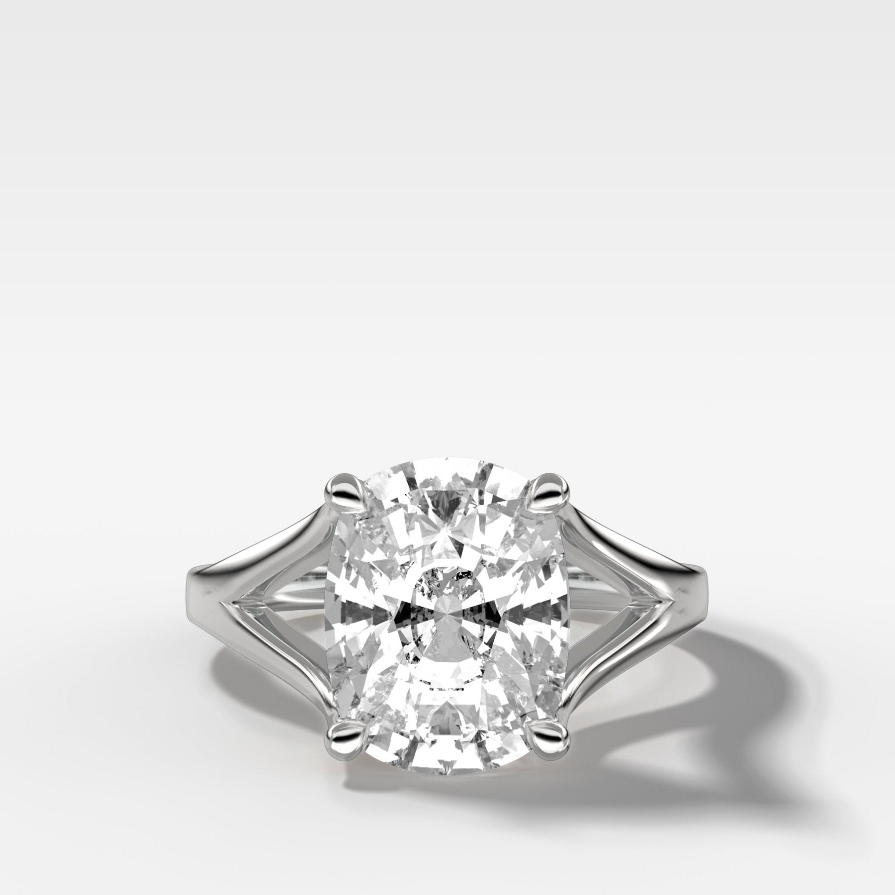 Split Shank Solitaire Engagement Ring with Elongated Cushion Cut Diamond