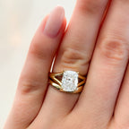 Split Shank Solitaire Engagement Ring with Elongated Cushion Cut Diamond
