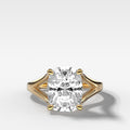 Split Shank Solitaire Engagement Ring with Elongated Cushion Cut Diamond