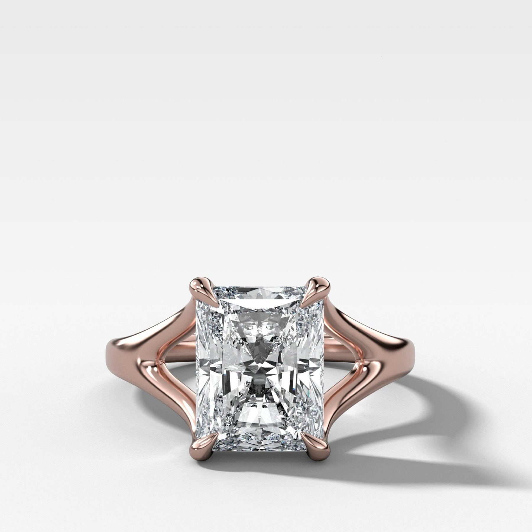 Split Shank Solitaire Engagement Ring with Elongated Radiant Cut Diamond