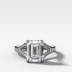 Split Shank Solitaire Engagement Ring with Emerald Cut Diamond