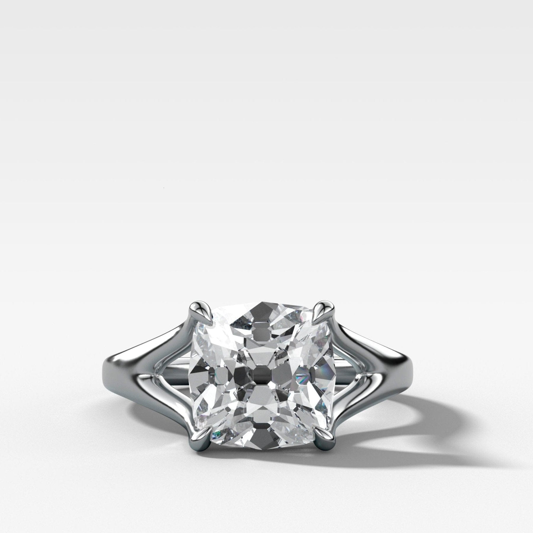 Split Shank Solitaire Engagement Ring with Old Mine Cut Diamond