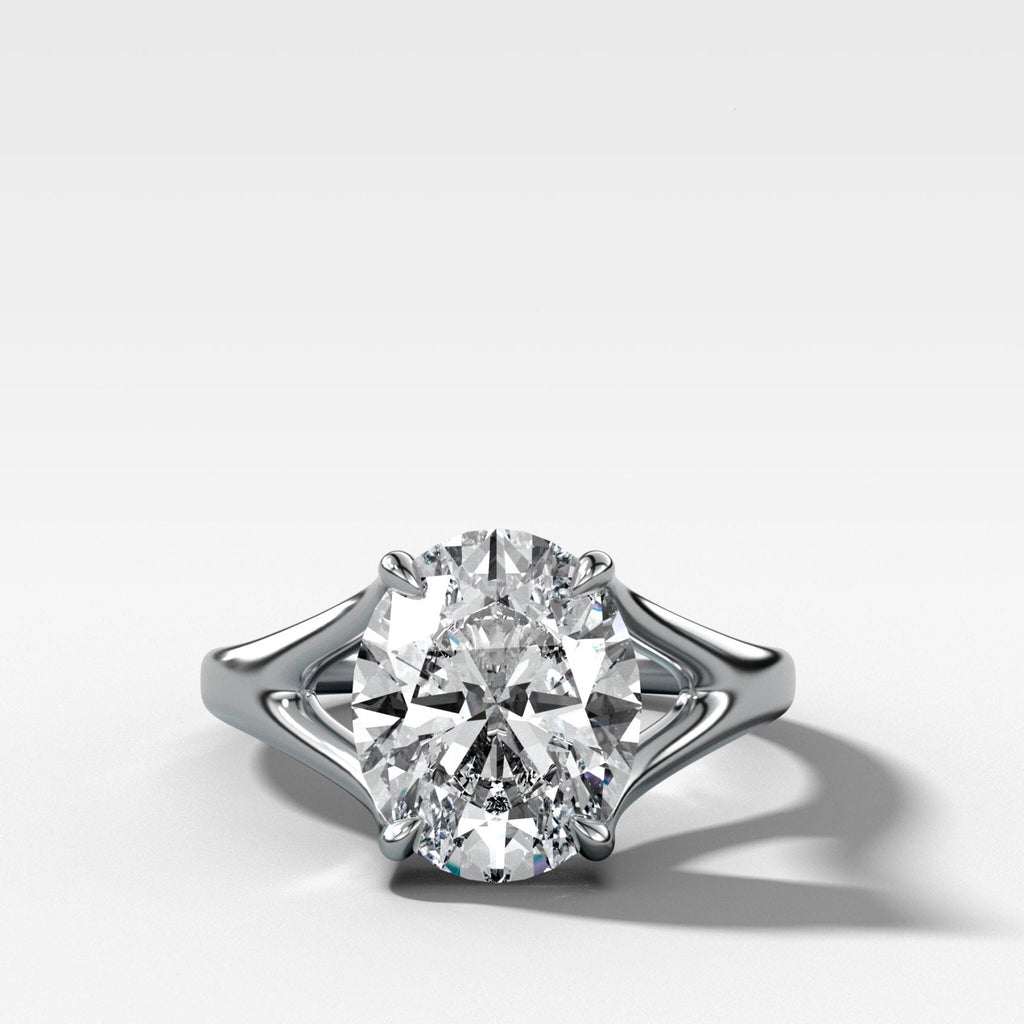 Split Shank Solitaire Engagement Ring with Oval Cut Diamond