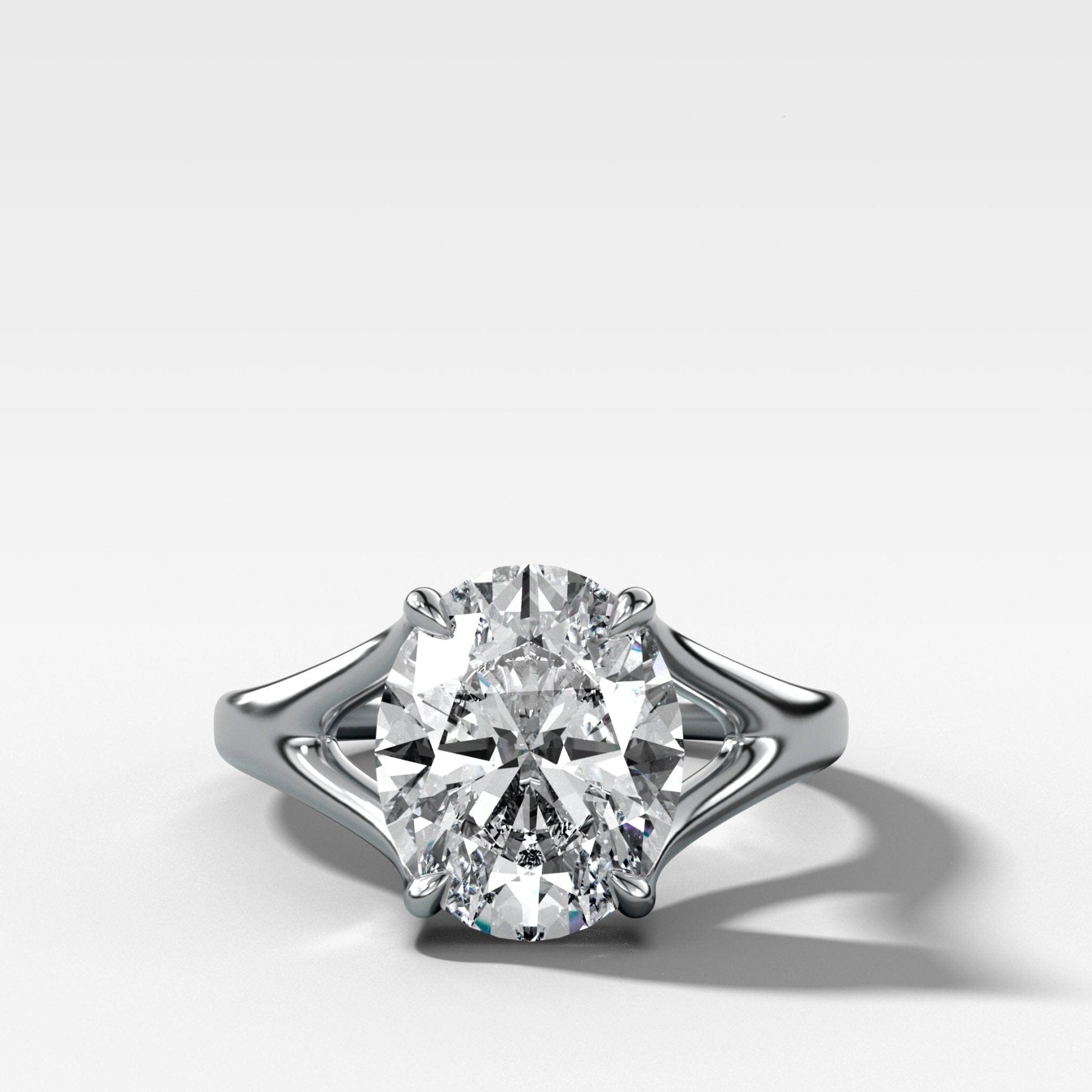 Split Shank Solitaire Engagement Ring with Oval Cut Diamond