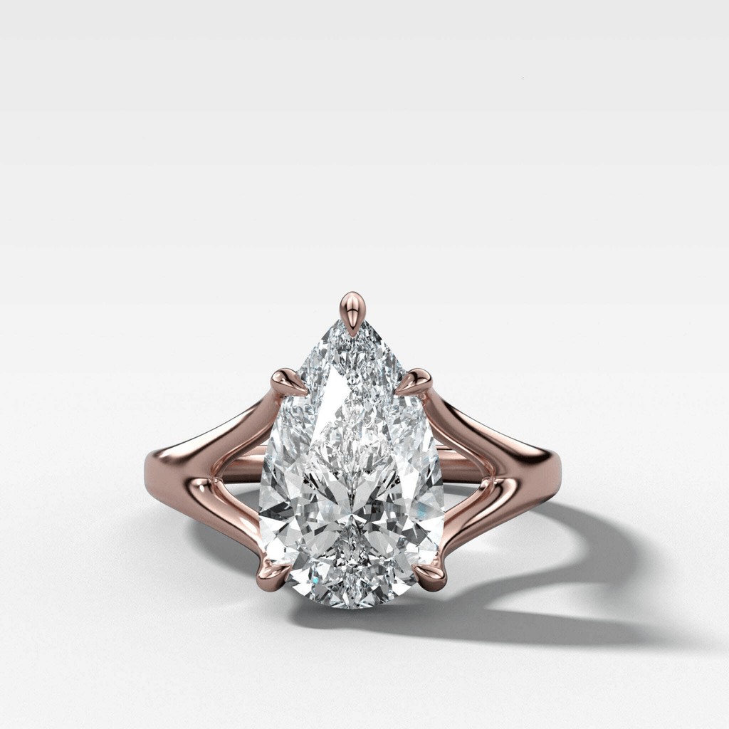 Split Shank Solitaire Engagement Ring with Pear Cut Diamond