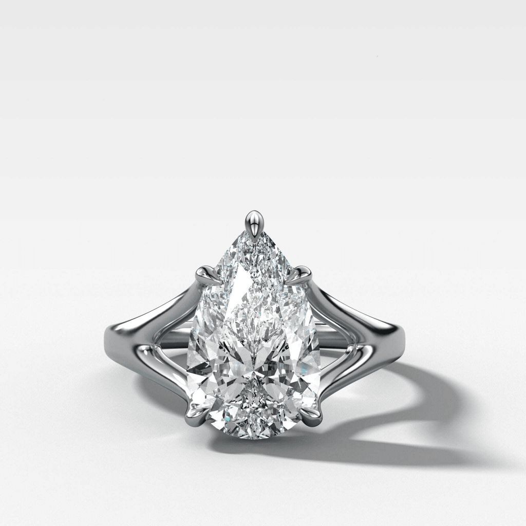 Split Shank Solitaire Engagement Ring with Pear Cut Diamond