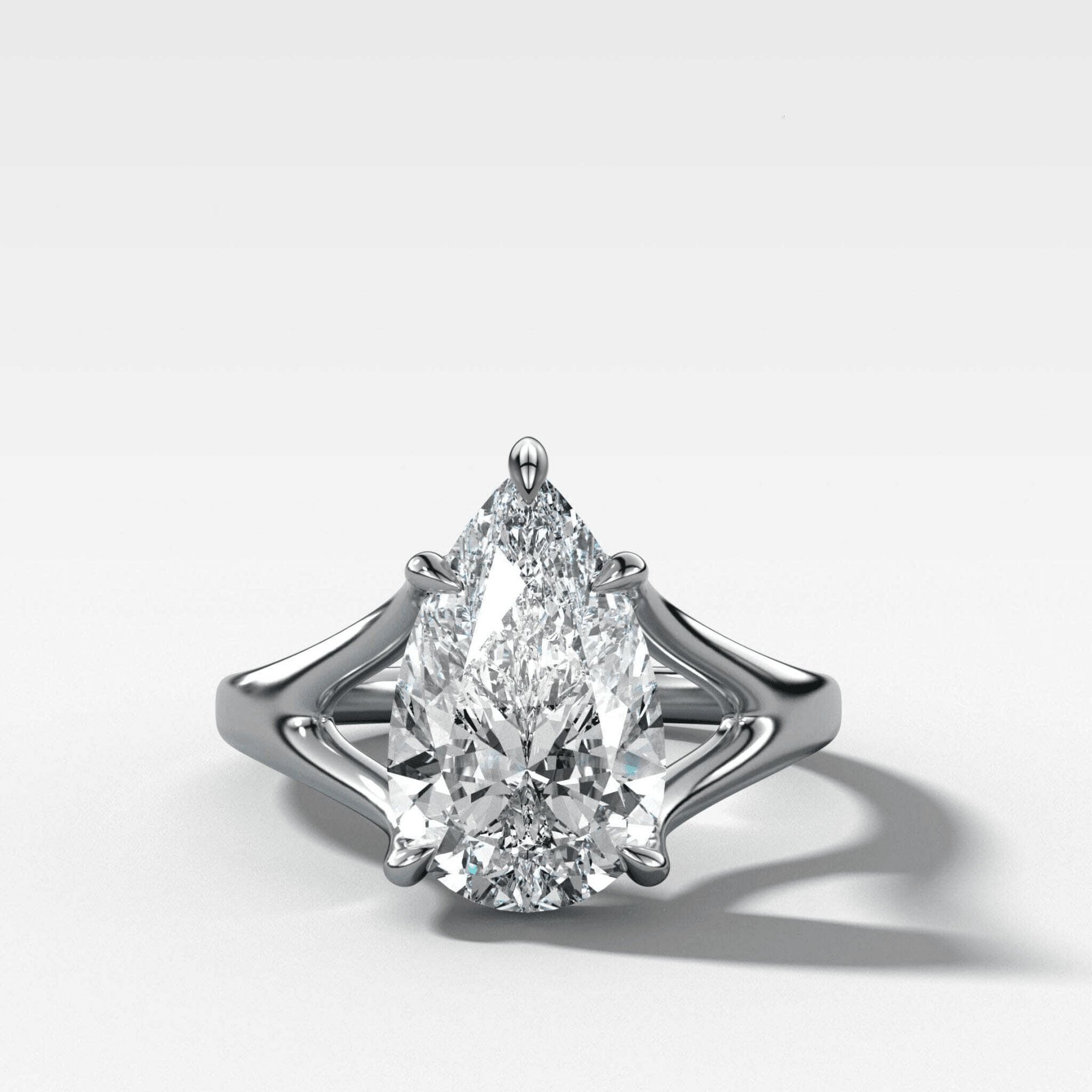 Split Shank Solitaire Engagement Ring with Pear Cut Diamond