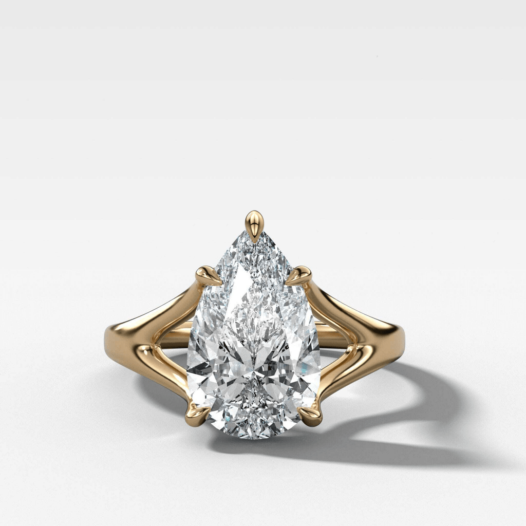 Split Shank Solitaire Engagement Ring with Pear Cut Diamond