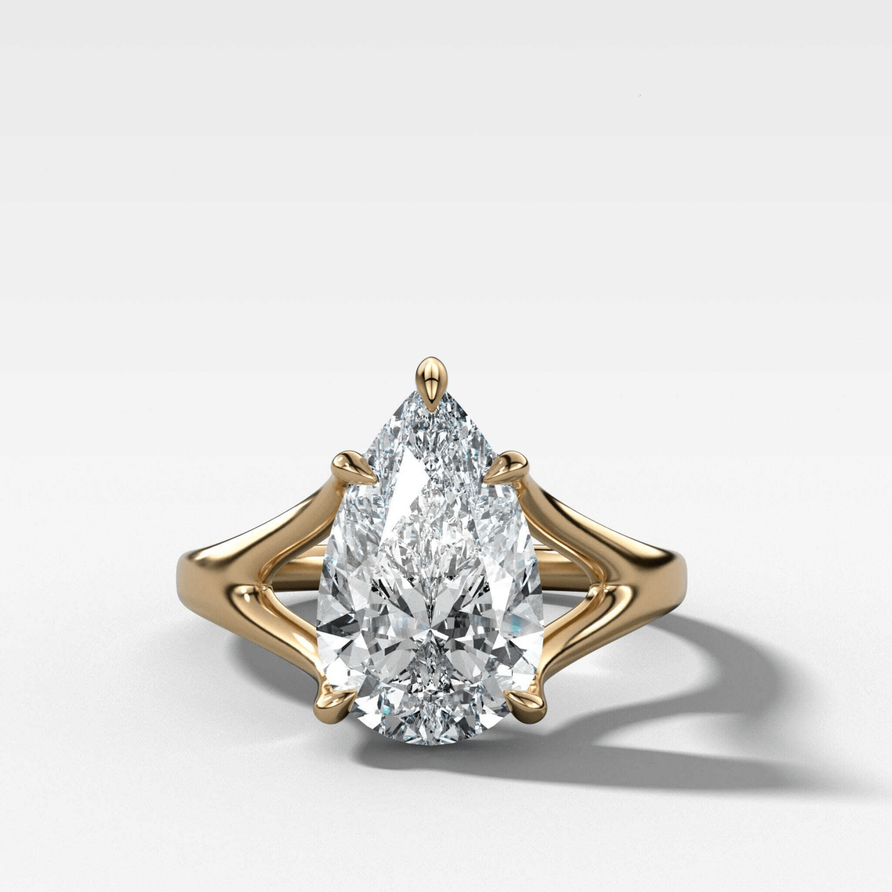 Split Shank Solitaire Engagement Ring with Pear Cut Diamond