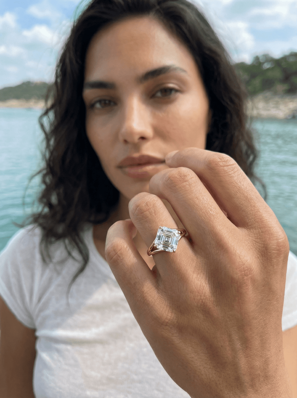 Split Shank Solitaire Engagement Ring with Tilted Asscher Cut Diamond