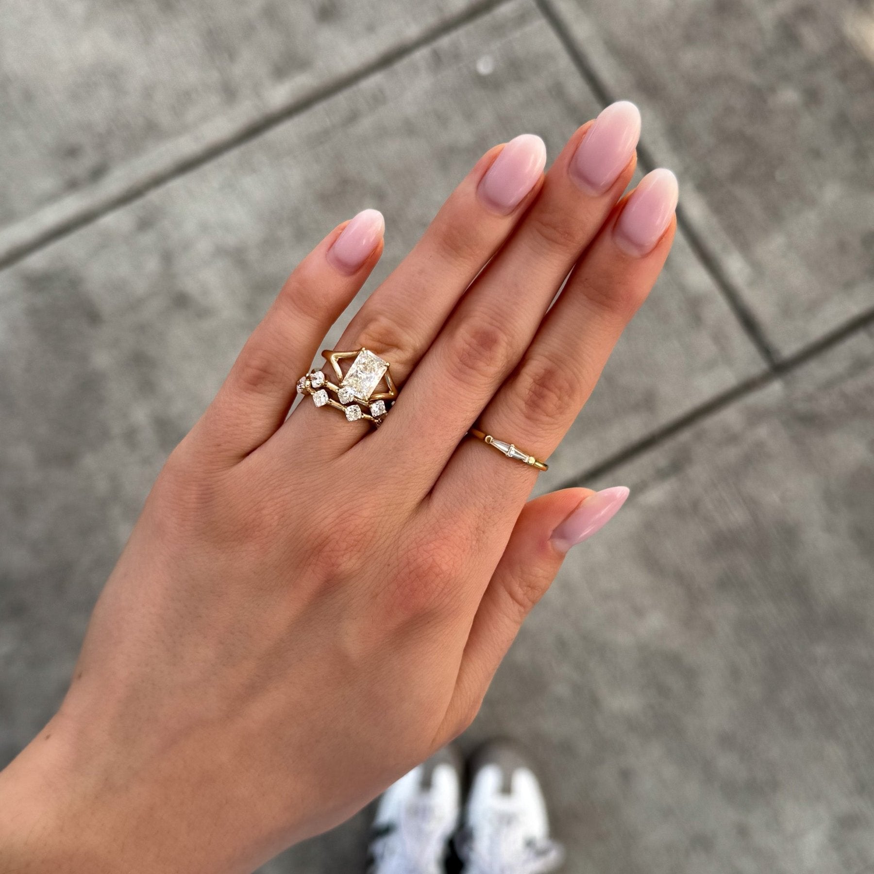 Split Shank Solitaire Engagement Ring with With 2.08ct Elongated Radiant Cut Lab Grown Diamond