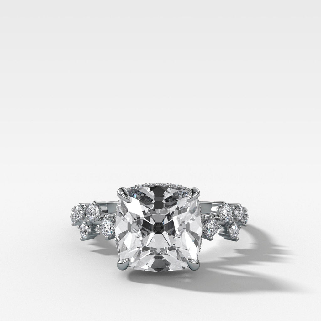 Starfire Engagement Ring with Old Mine Cut Diamond