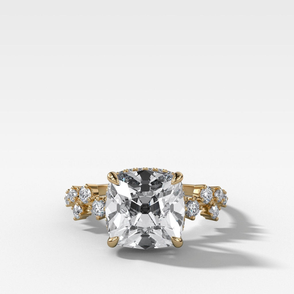 Starfire Engagement Ring with Old Mine Cut Diamond