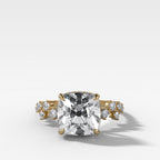 Starfire Engagement Ring with Old Mine Cut Diamond