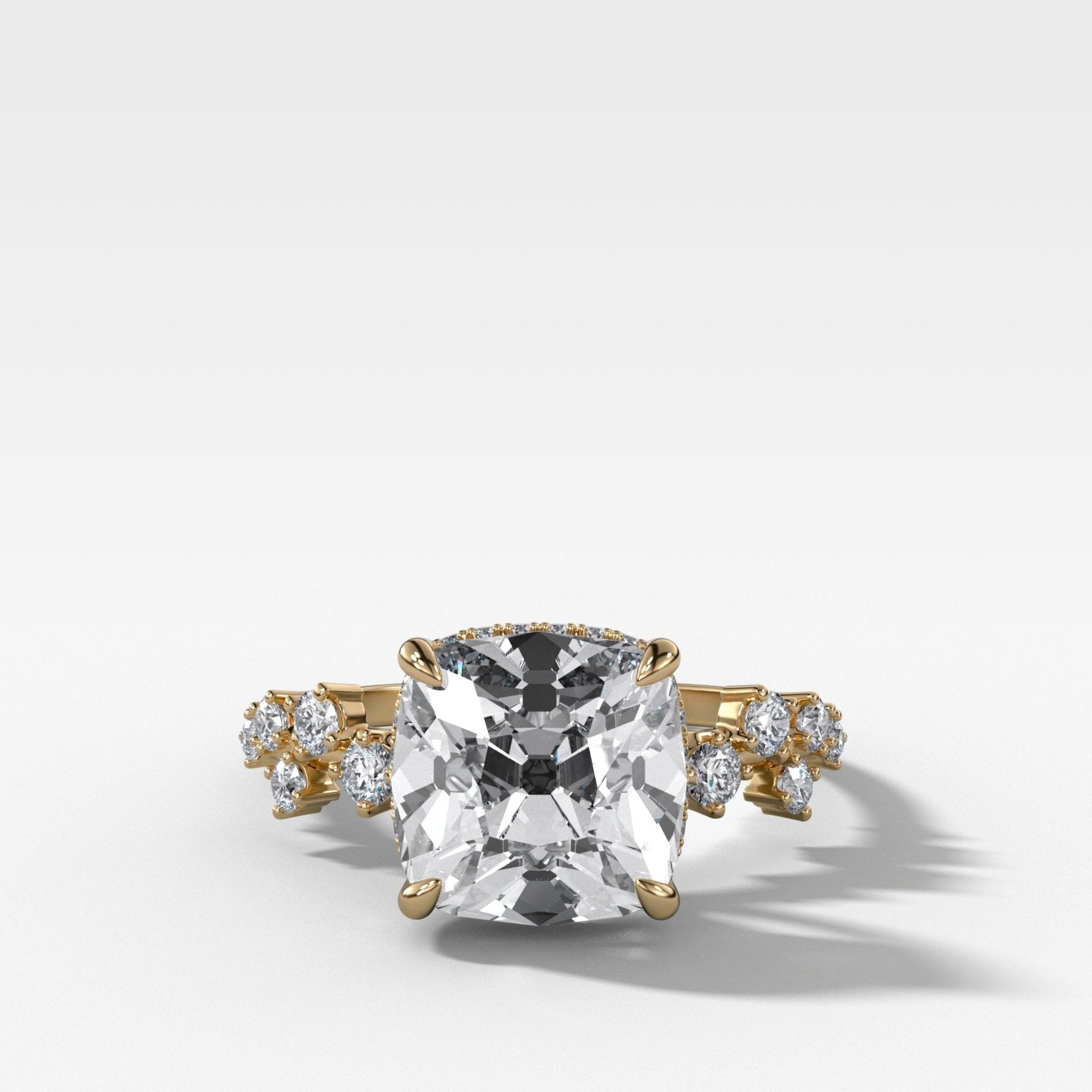 Starfire Engagement Ring with Old Mine Cut Diamond
