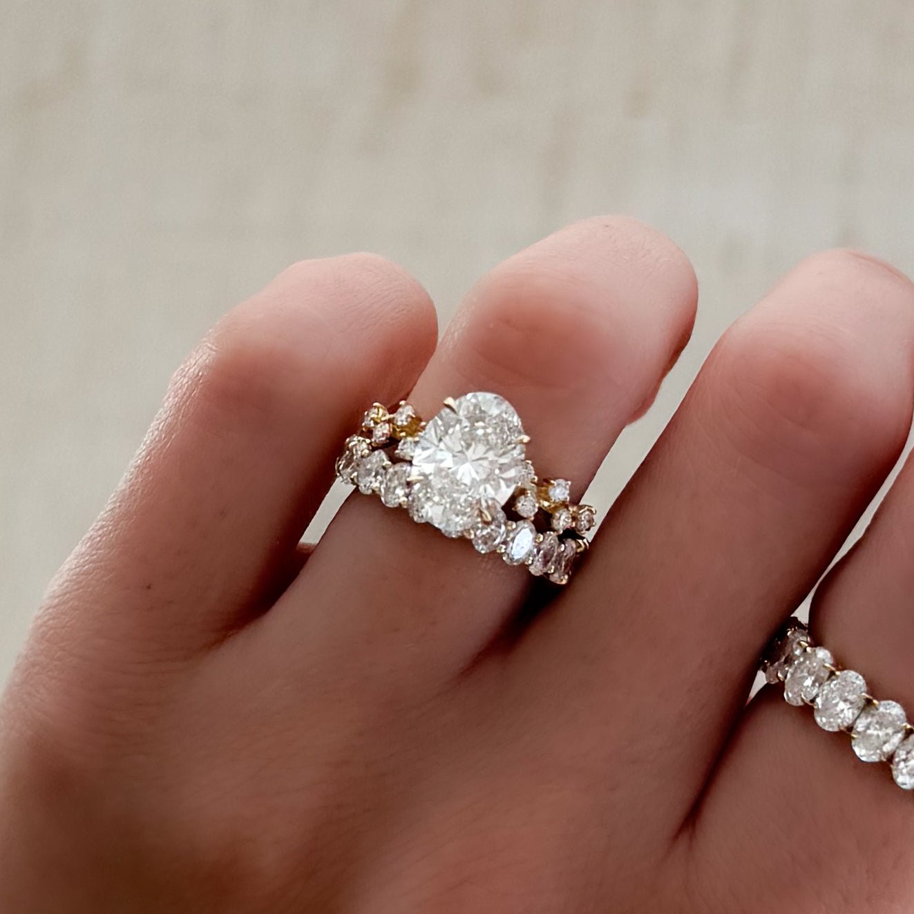 Starfire Engagement Ring with Oval Cut Diamond