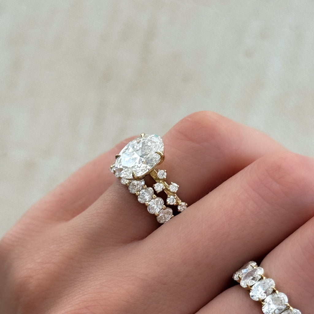 Starfire Engagement Ring with Oval Cut Diamond