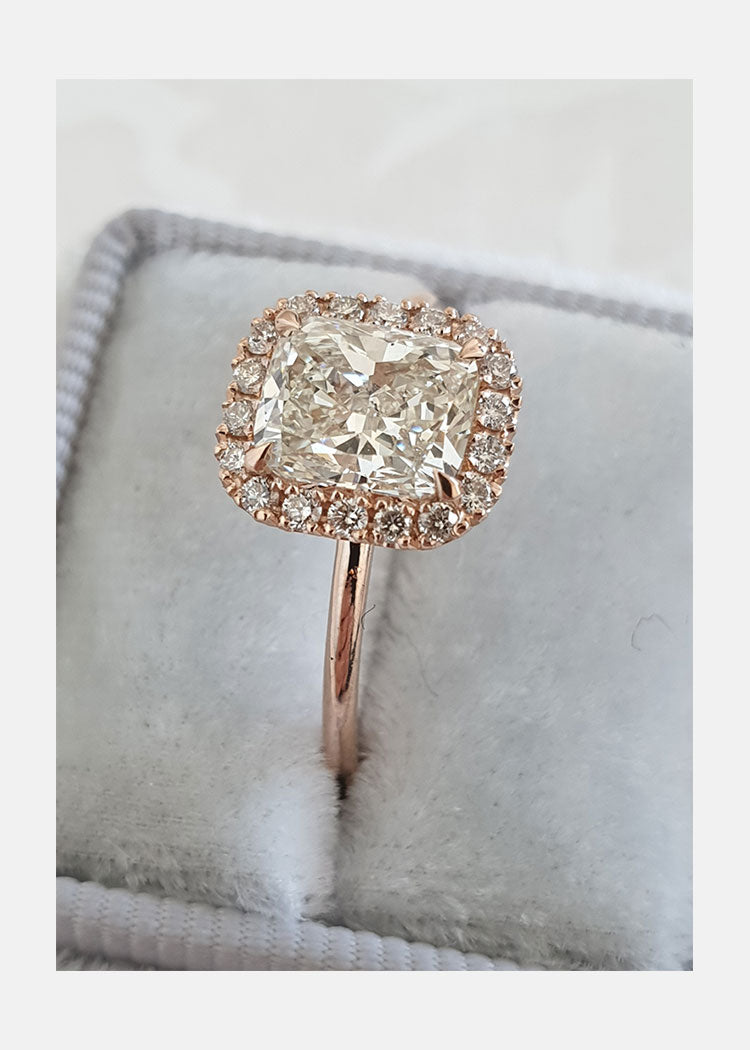 1.50 CT Cushion Cut Moissanite Halo Style Engagement Ring