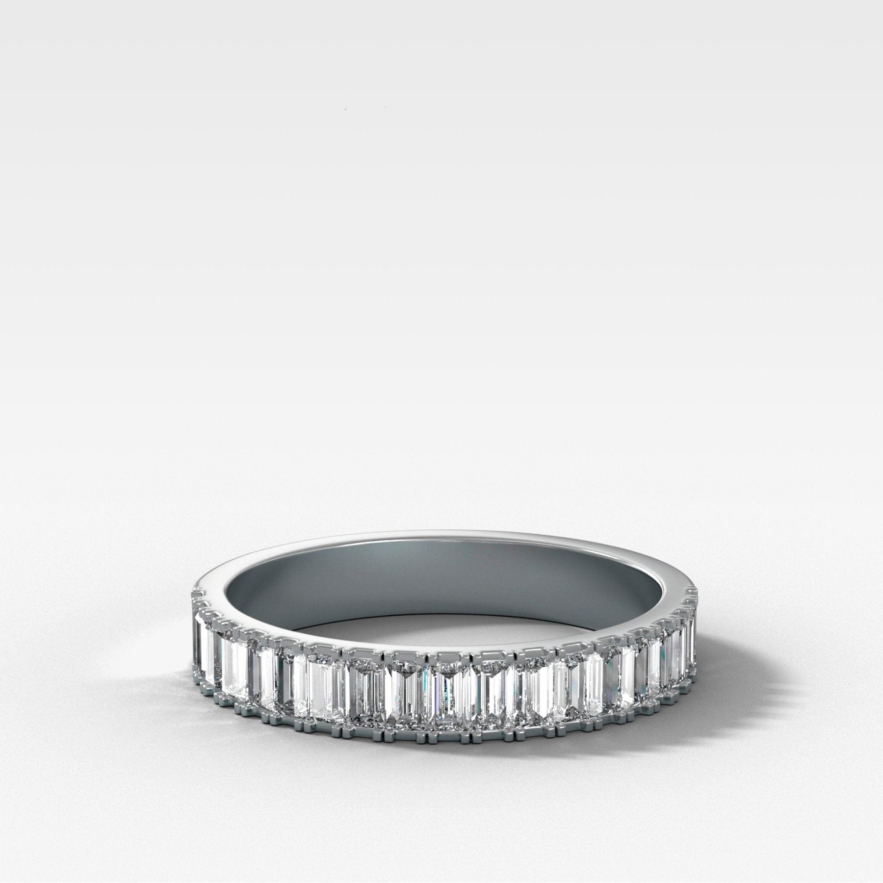 Straight Edge Baguette Diamond Wedding Band