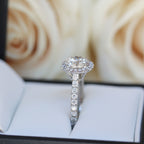 2.25 CT Round Brilliant Cut Moissanite Halo Setting Engagement Ring