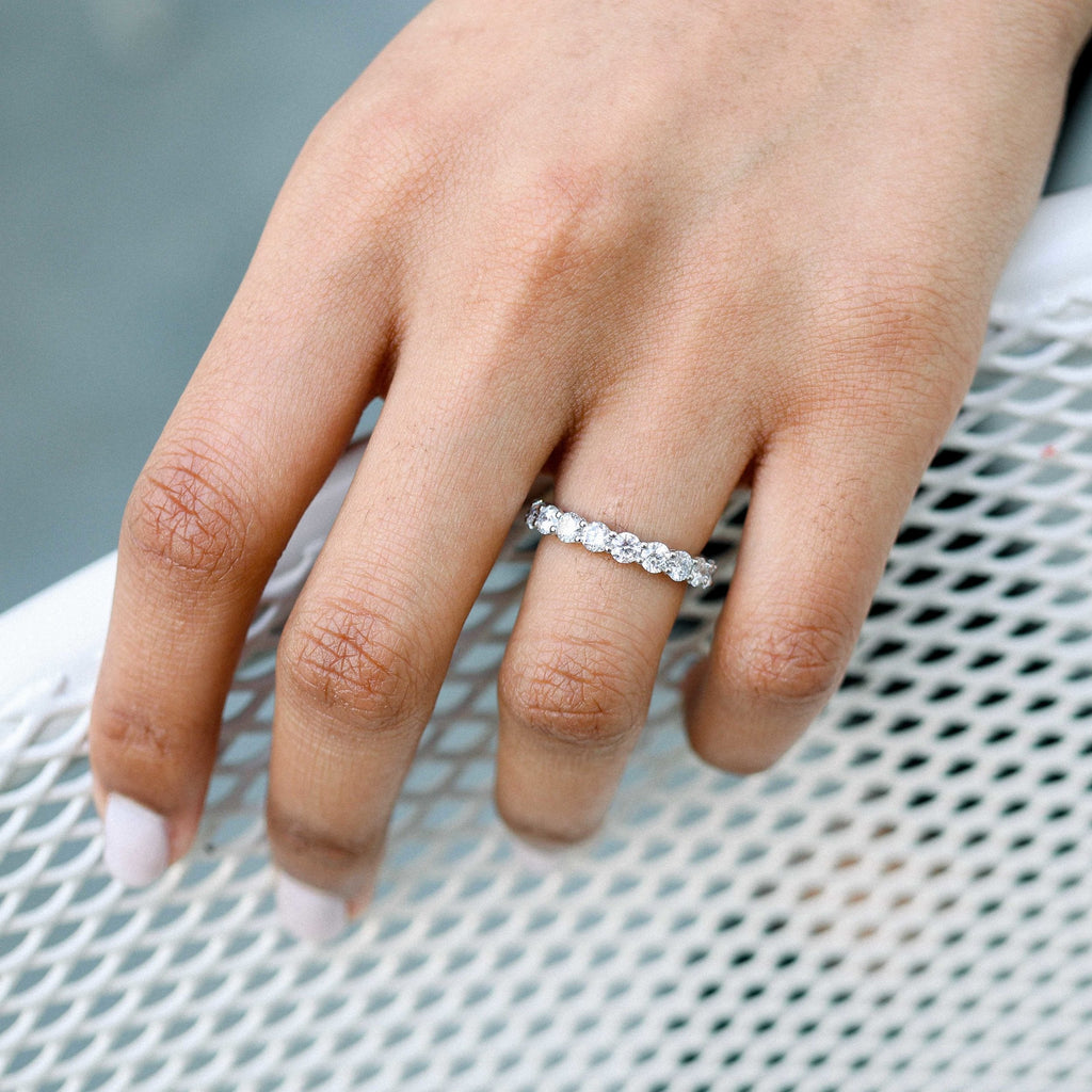 1.98 TCW Round Brilliant Cut Moissanite Full Eternity Wedding Band