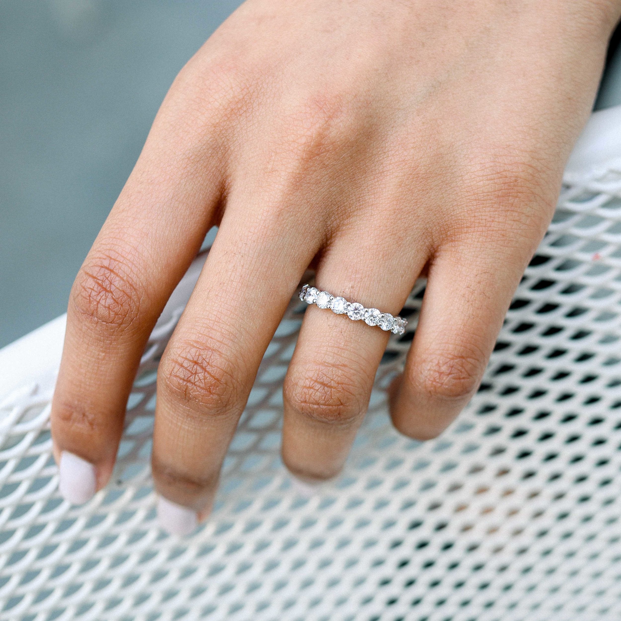 1.98 TCW Round Brilliant Cut Moissanite Full Eternity Wedding Band