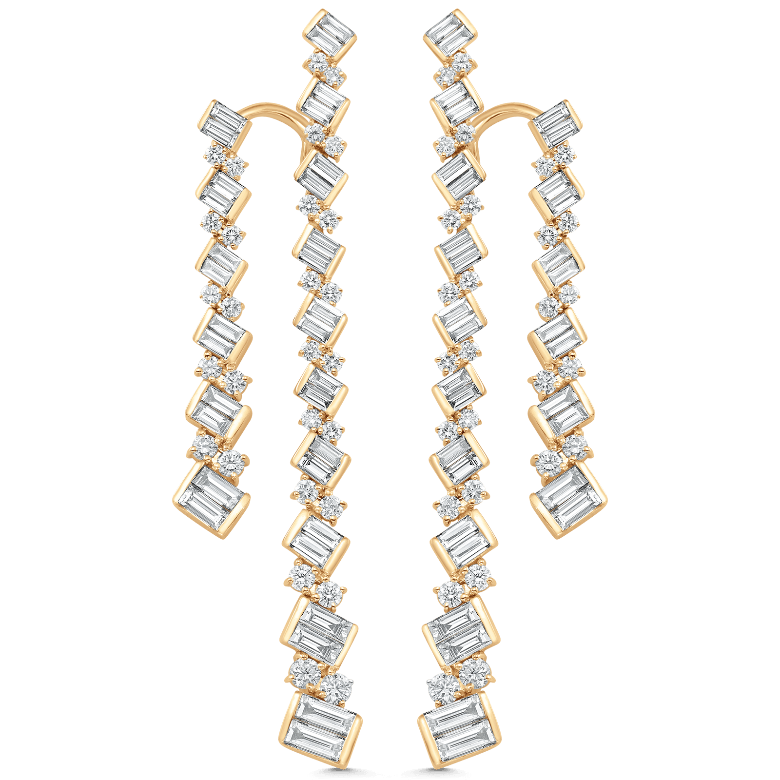 4.63 TCW Round & Baguette Moissanite Diamond Long Drop Earrings