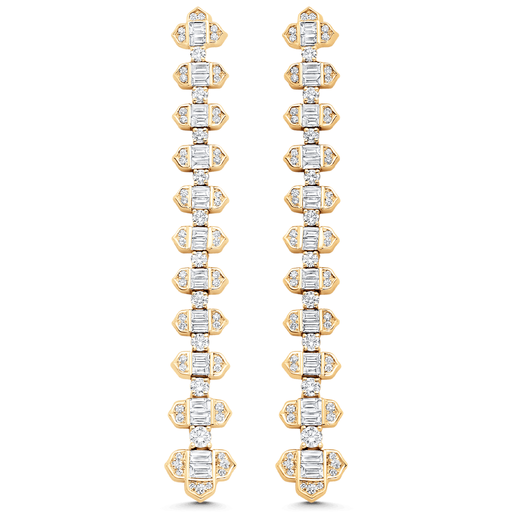 2.62 TCW Round & Baguette Moissanite Diamond Long Drop Earrings