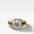 Tapered Bezel Signet Engagement Ring with Asscher Cut Diamond