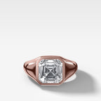 Tapered Bezel Signet Engagement Ring with Asscher Cut Diamond