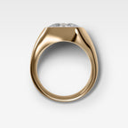 Tapered Bezel Signet Engagement Ring with East West Elongated Cushion Cut Diamond
