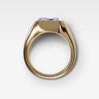 Tapered Bezel Signet Engagement Ring with East West Elongated Radiant Cut Diamond
