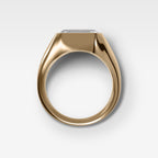 Tapered Bezel Signet Engagement Ring with East West Emerald Cut Diamond