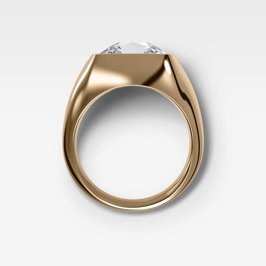 Tapered Bezel Signet Engagement Ring with East West Old Mine Cut Diamond