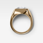 Tapered Bezel Signet Engagement Ring with East West Old Mine Cut Diamond
