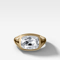Tapered Bezel Signet Engagement Ring with East West Old Mine Cut Diamond