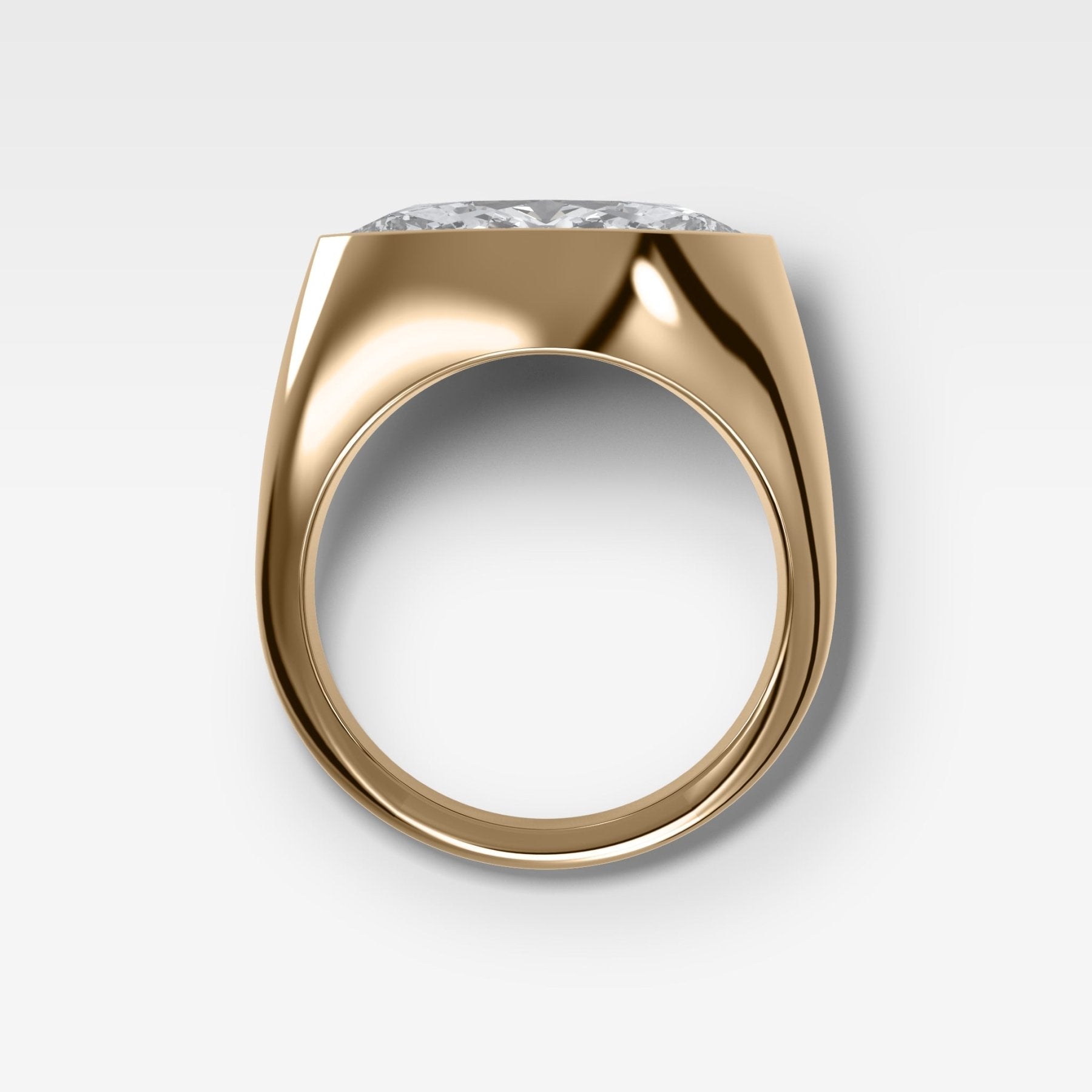 Tapered Bezel Signet Engagement Ring with Marquise Cut Diamond