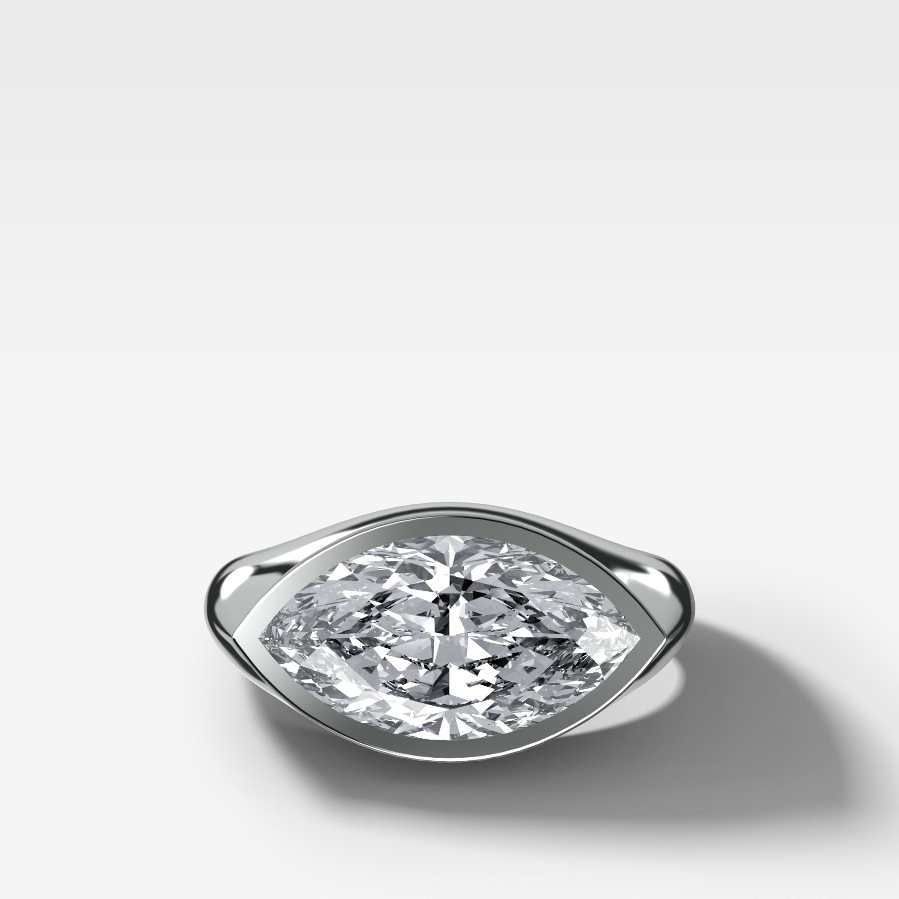 Tapered Bezel Signet Engagement Ring with Marquise Cut Diamond